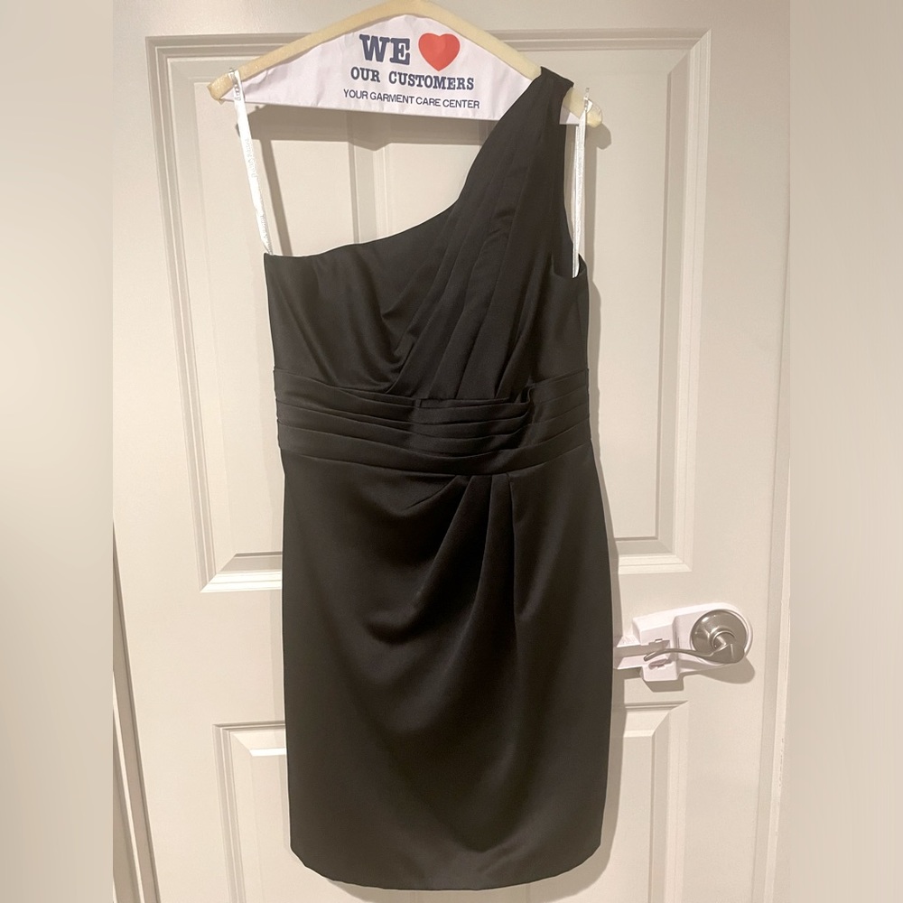 David’s Bridal Black Satin Bridesmaid Dress
